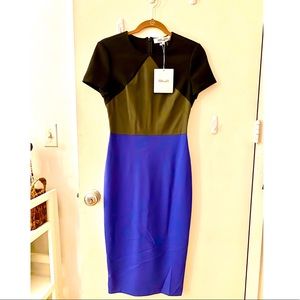 DVF Brand NWT Colorblock Midi Wool Dress Sz 0 RARE